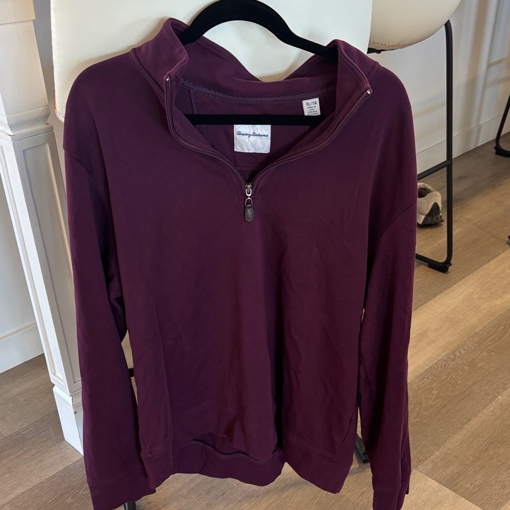 Tommy Bahama Maroon Quarter-Zip Sweatshirt- Size XL - Fits Like L